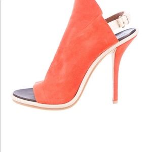 Balenciaga Blood orange suede sandals /hills:5”